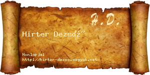 Hirter Dezső névjegykártya